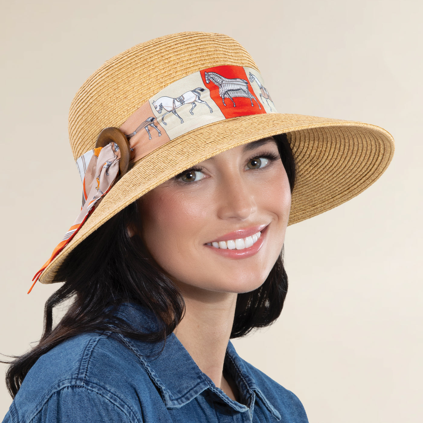 Temple Equestrian Natural Straw Sun Hat