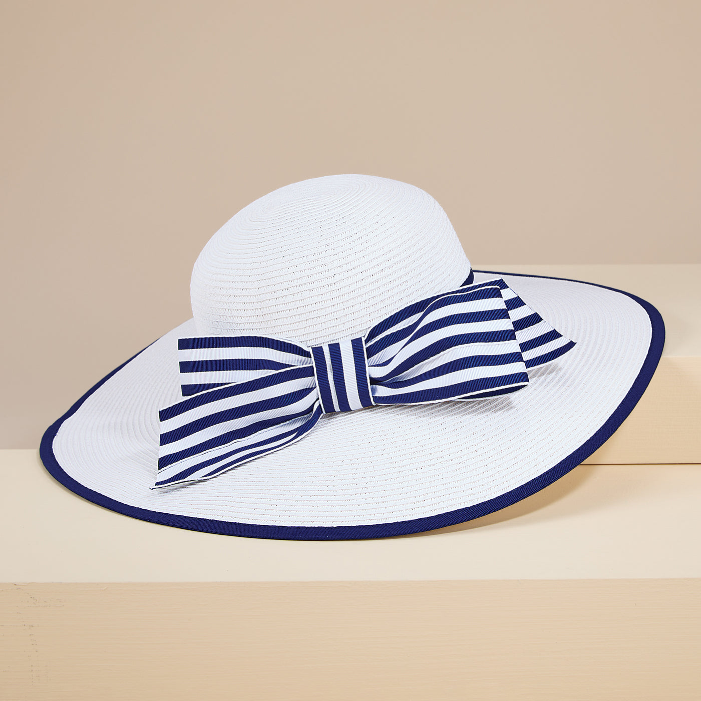 Leigh Striped Bow Straw Sun Hat (Preorder)
