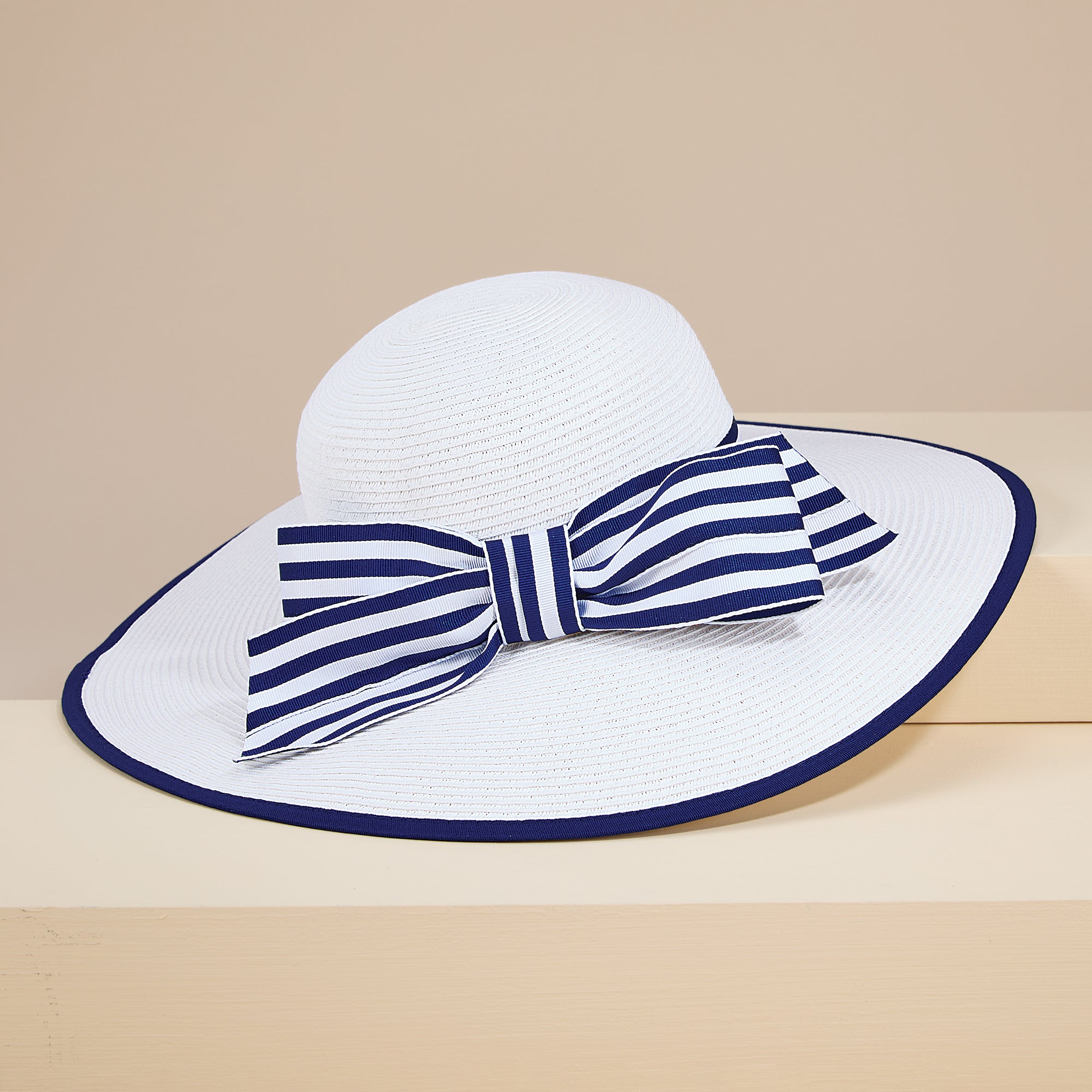 Leigh Striped Bow Straw Sun Hat (Preorder)