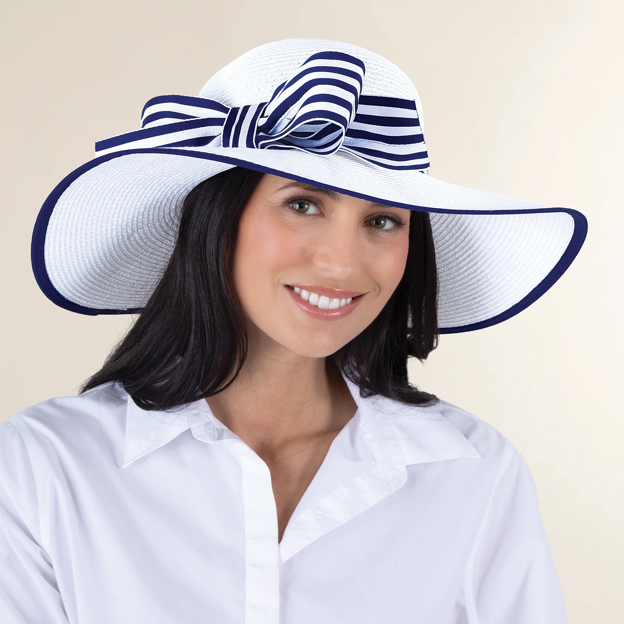 Leigh Striped Bow Straw Sun Hat (Preorder)