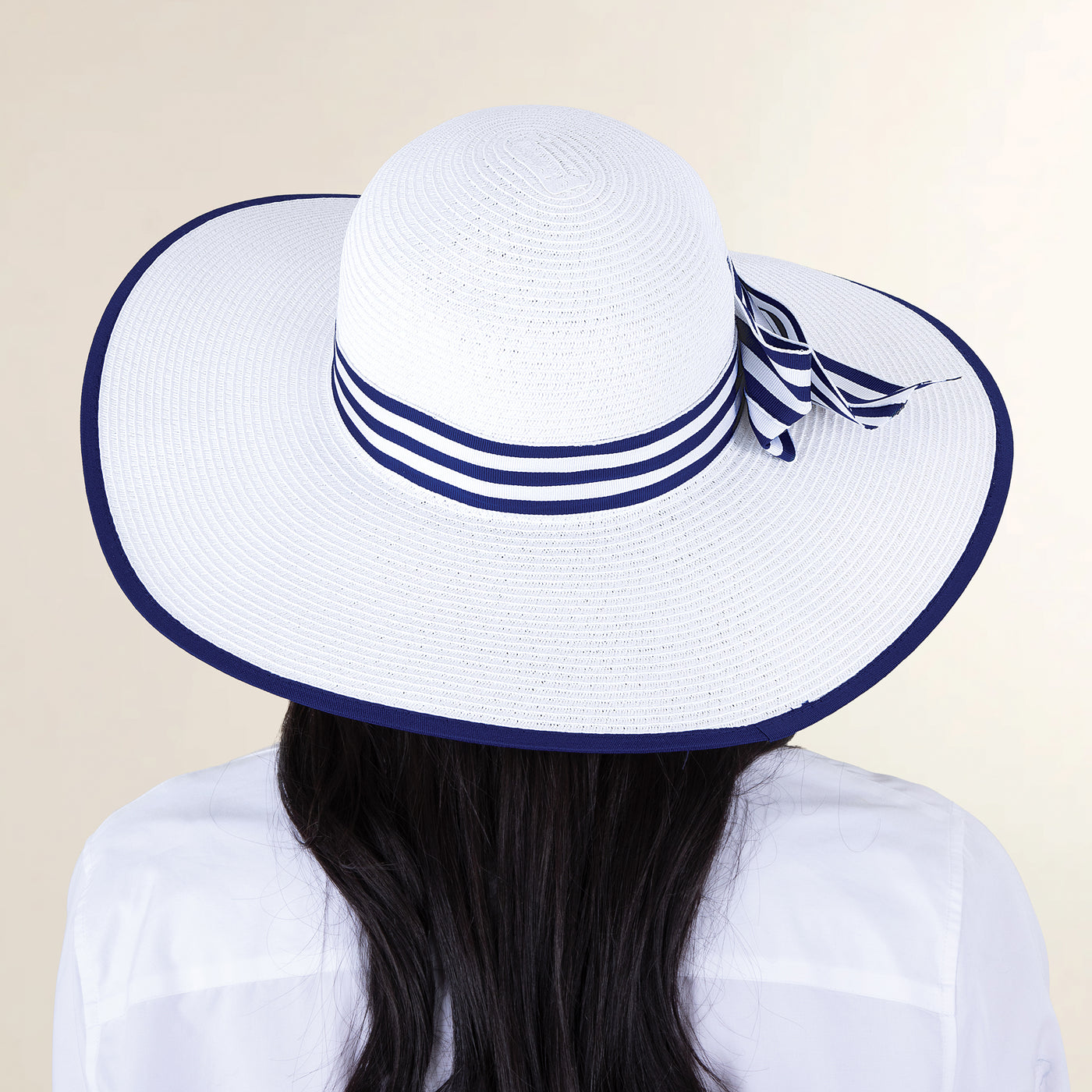 Leigh Striped Bow Straw Sun Hat (Preorder)