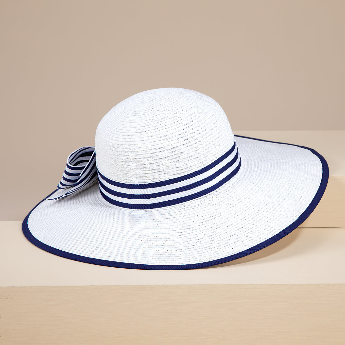 Leigh Striped Bow Straw Sun Hat (Preorder)
