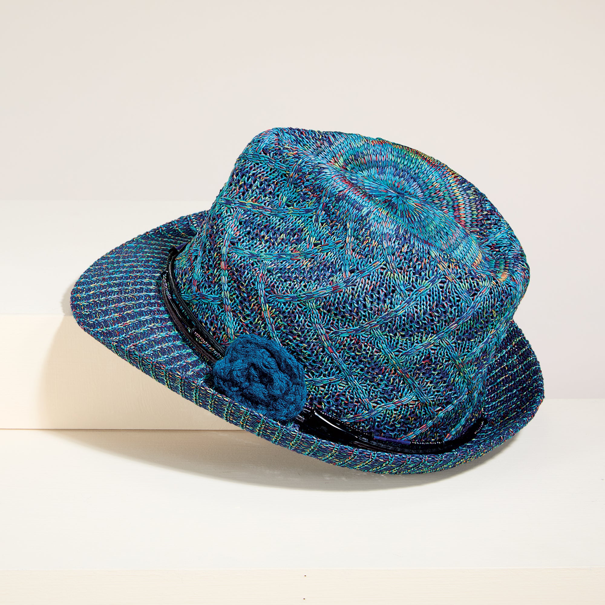 Christine Jewel-Toned Knit Floral Fedora