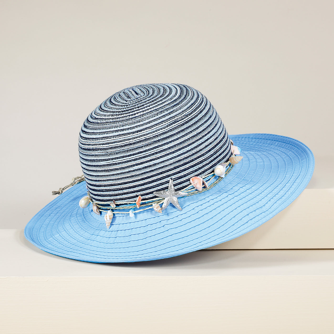 Anna Seashells Mixed Fabric Sun Hat (Preorder)