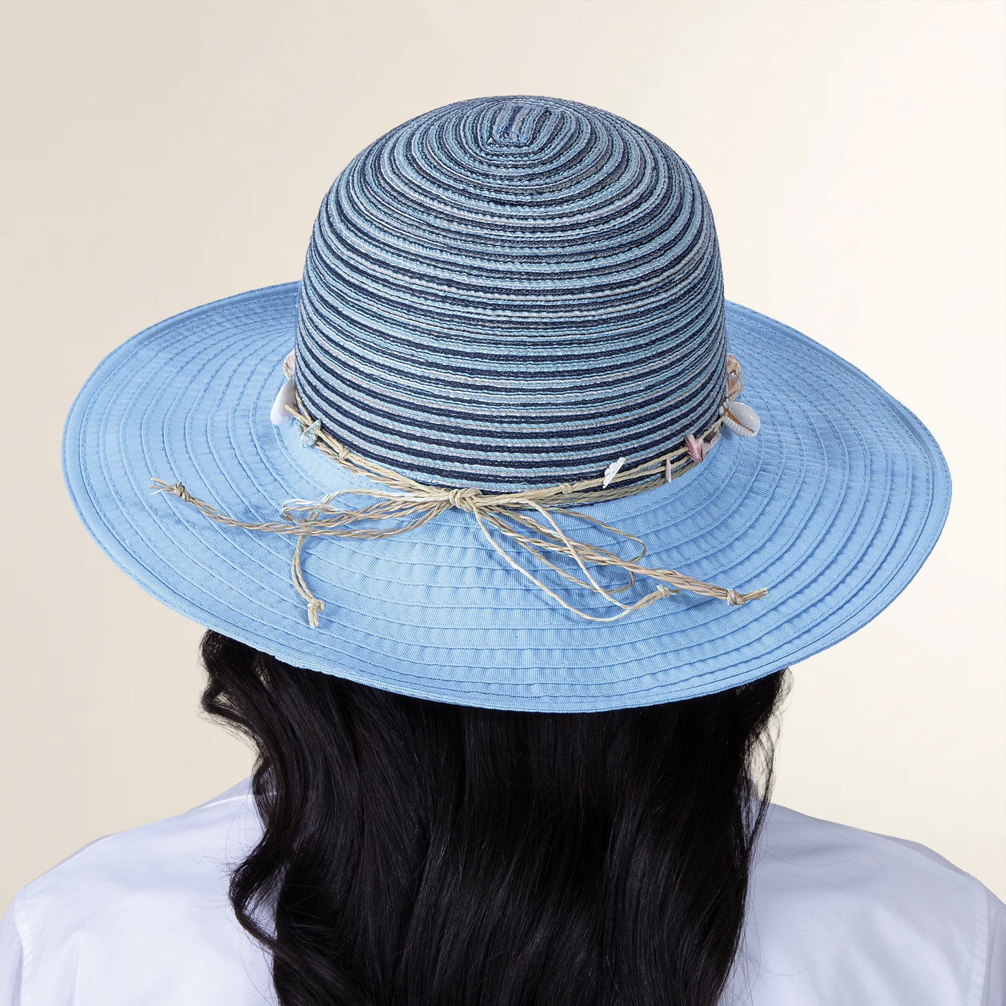 Anna Seashells Mixed Fabric Sun Hat (Preorder)