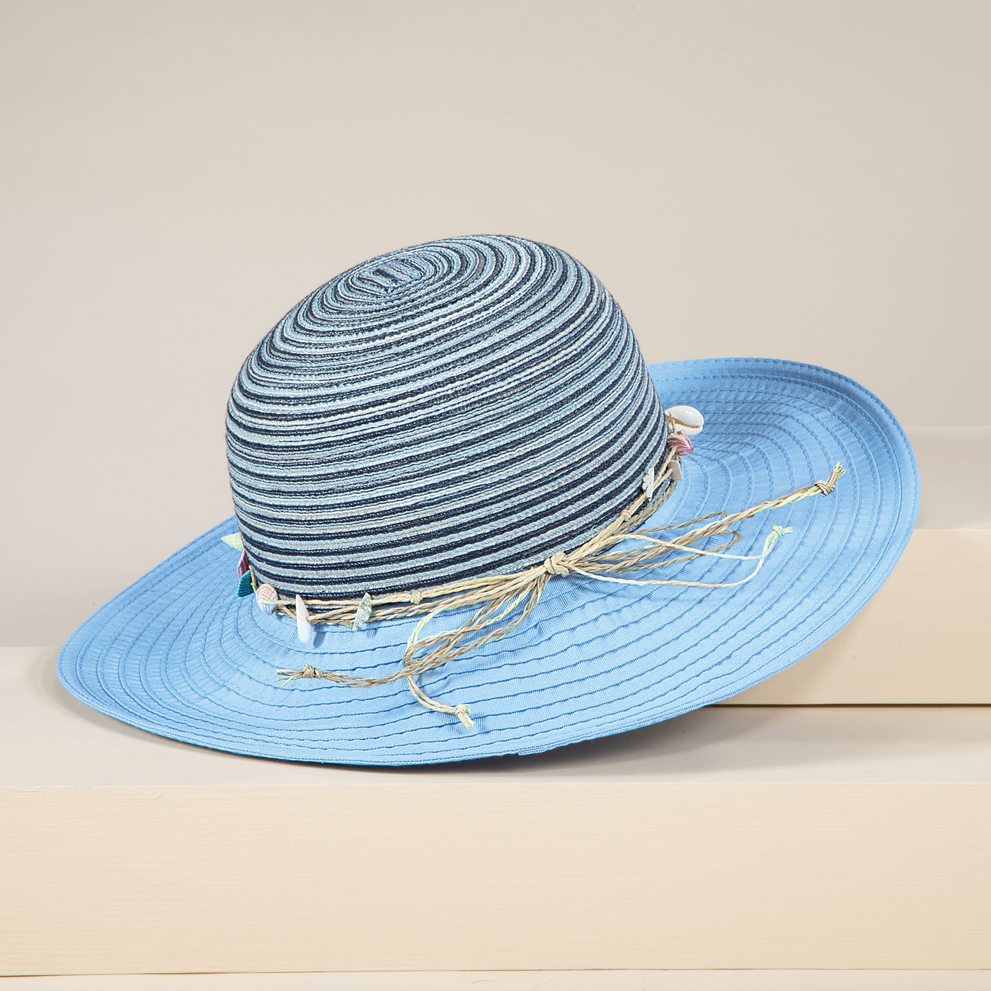 Anna Seashells Mixed Fabric Sun Hat (Preorder)