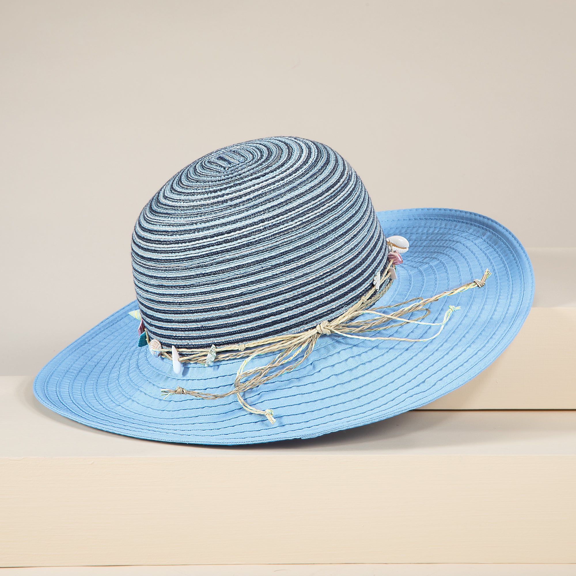 Anna Seashells Mixed Fabric Sun Hat (Preorder)