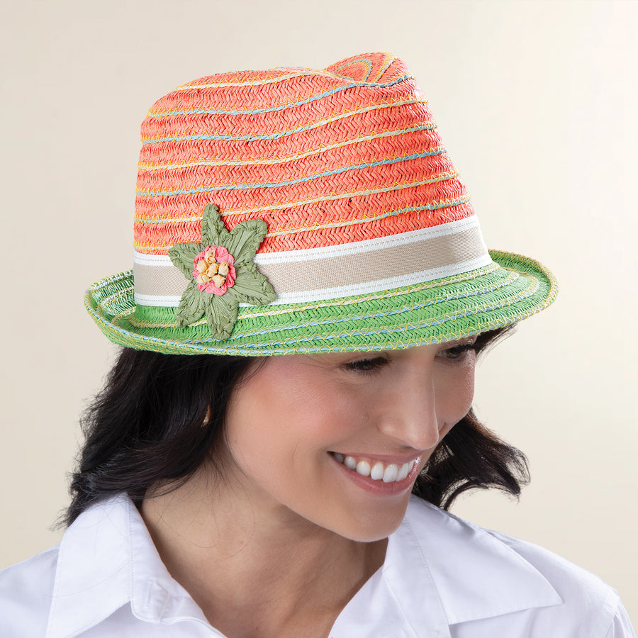 Shannon Straw Star Flower Fedora