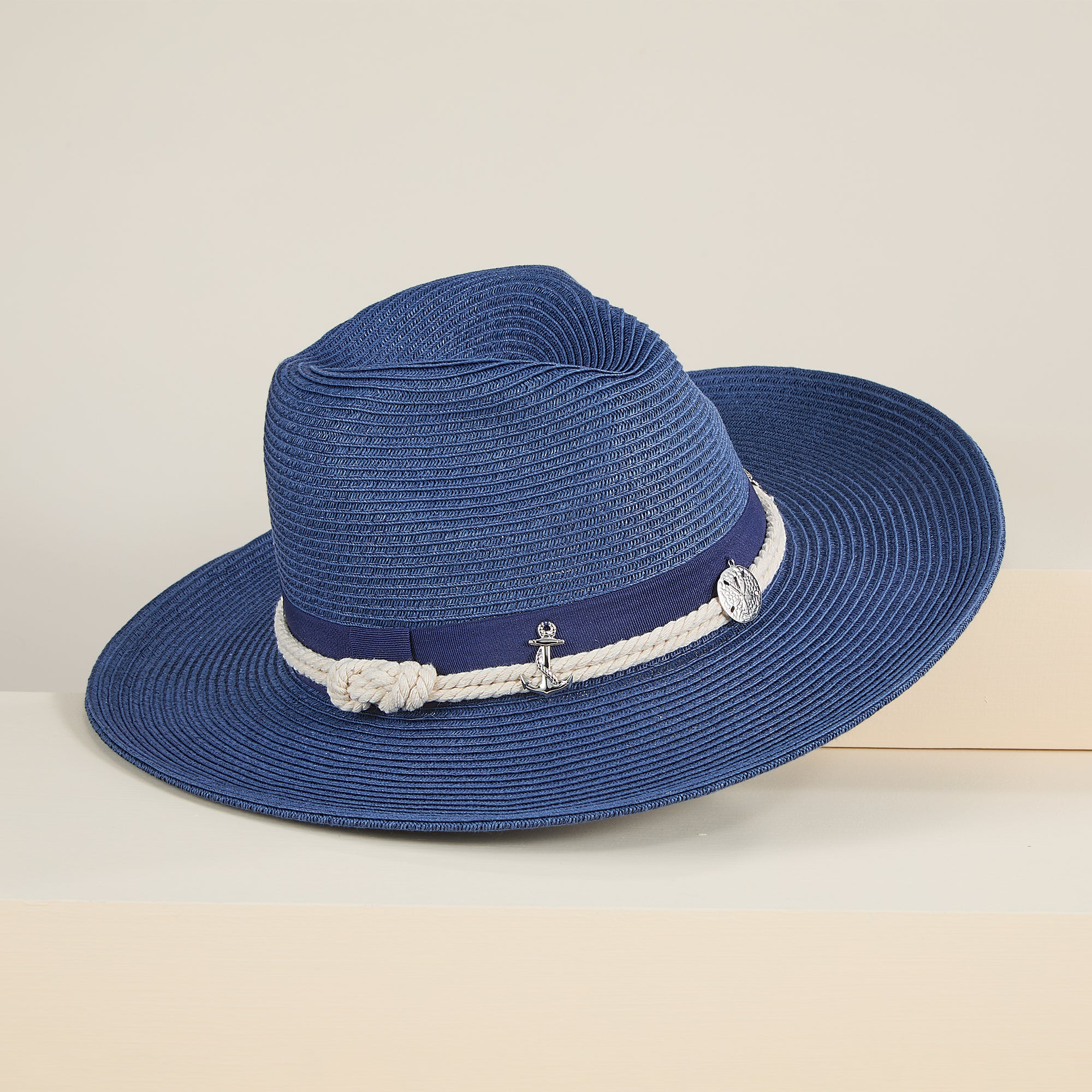 Courtney Anchor & Sand Dollar Nautical Straw Fedora