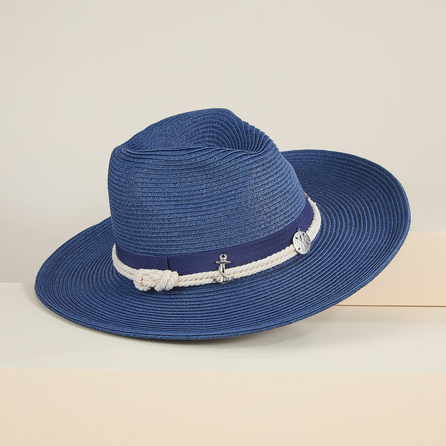 Courtney Anchor & Sand Dollar Nautical Straw Fedora