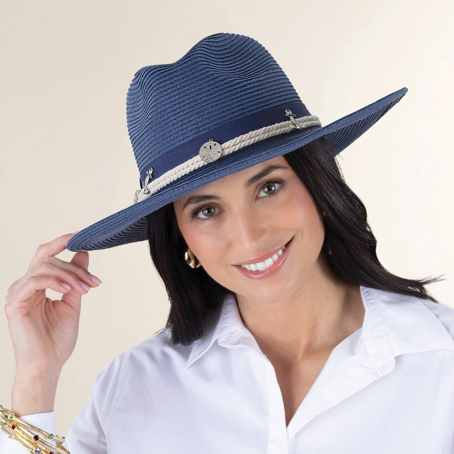 Courtney Anchor & Sand Dollar Nautical Straw Fedora