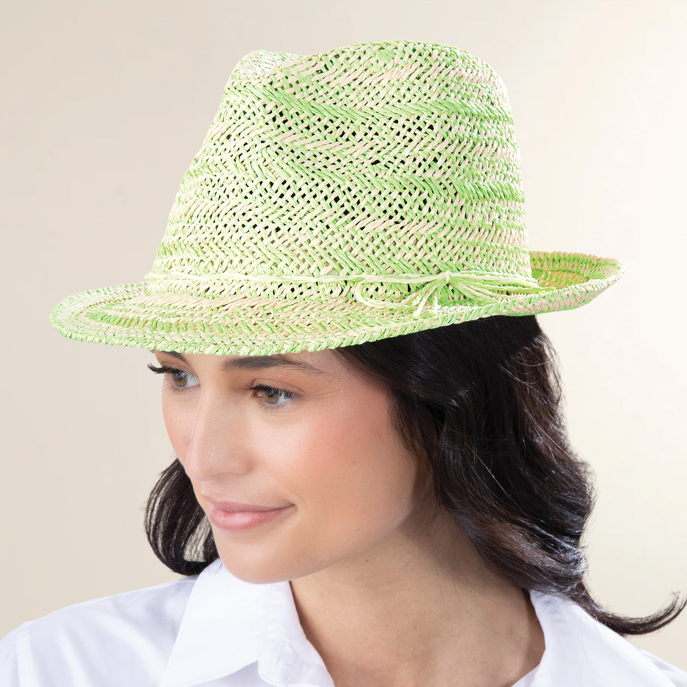 Laurel Woven Lime Straw Fedora