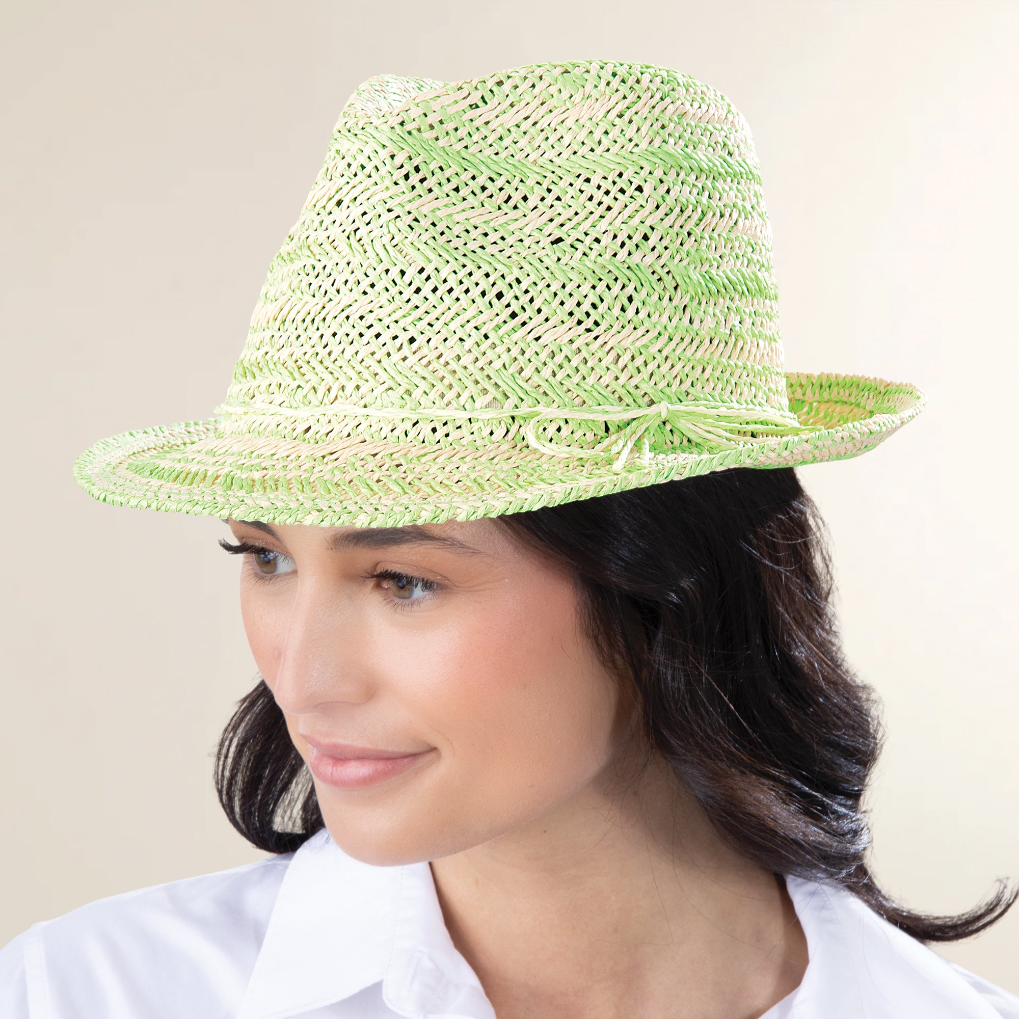 Laurel Woven Lime Straw Fedora