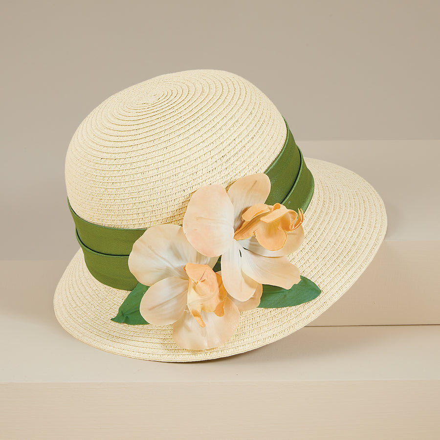 Sally Natural Straw Orchid Cloche