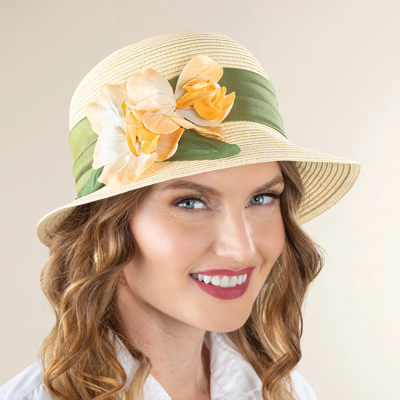 Sally Natural Straw Orchid Cloche