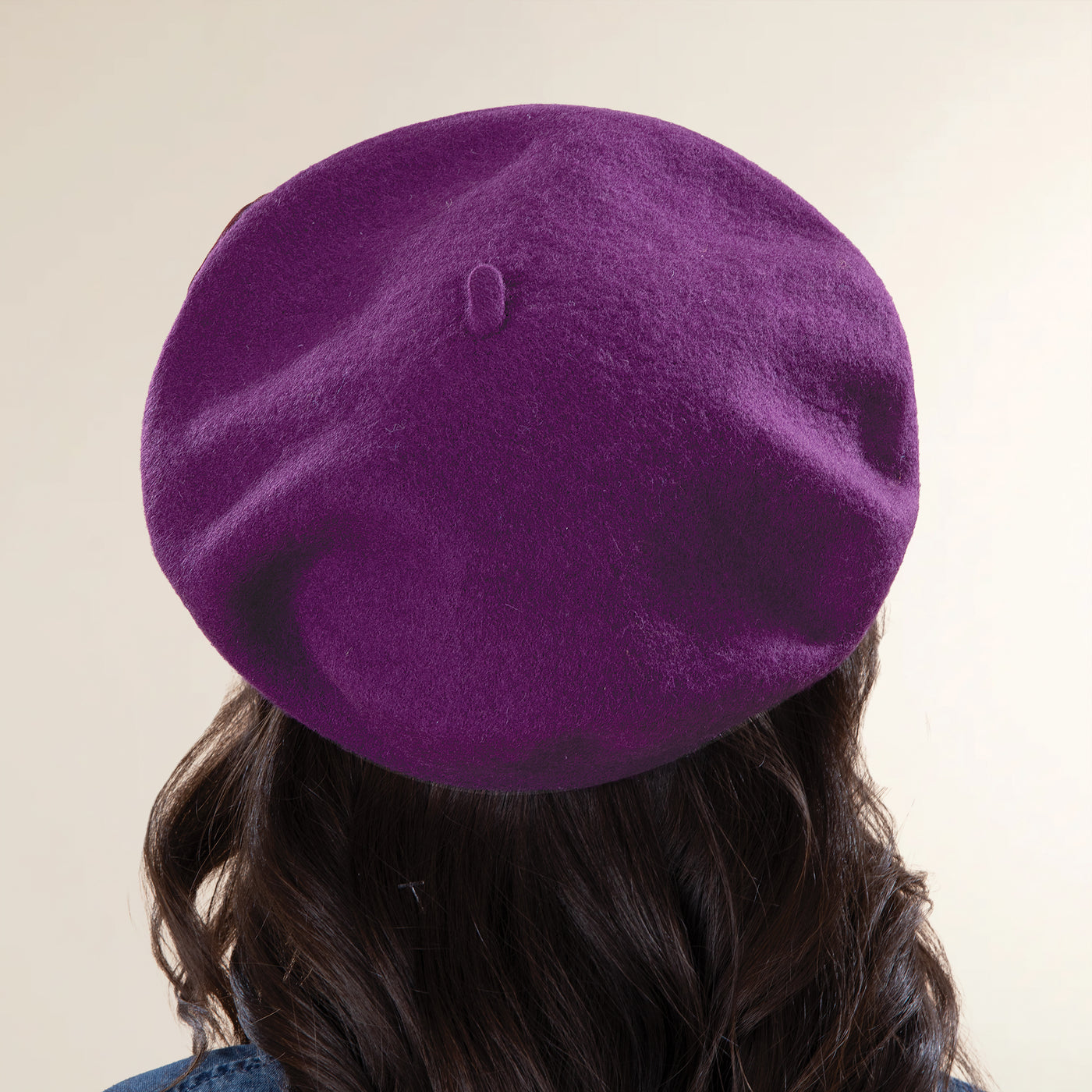 Dawn Plum Silk Rose Wool Beret