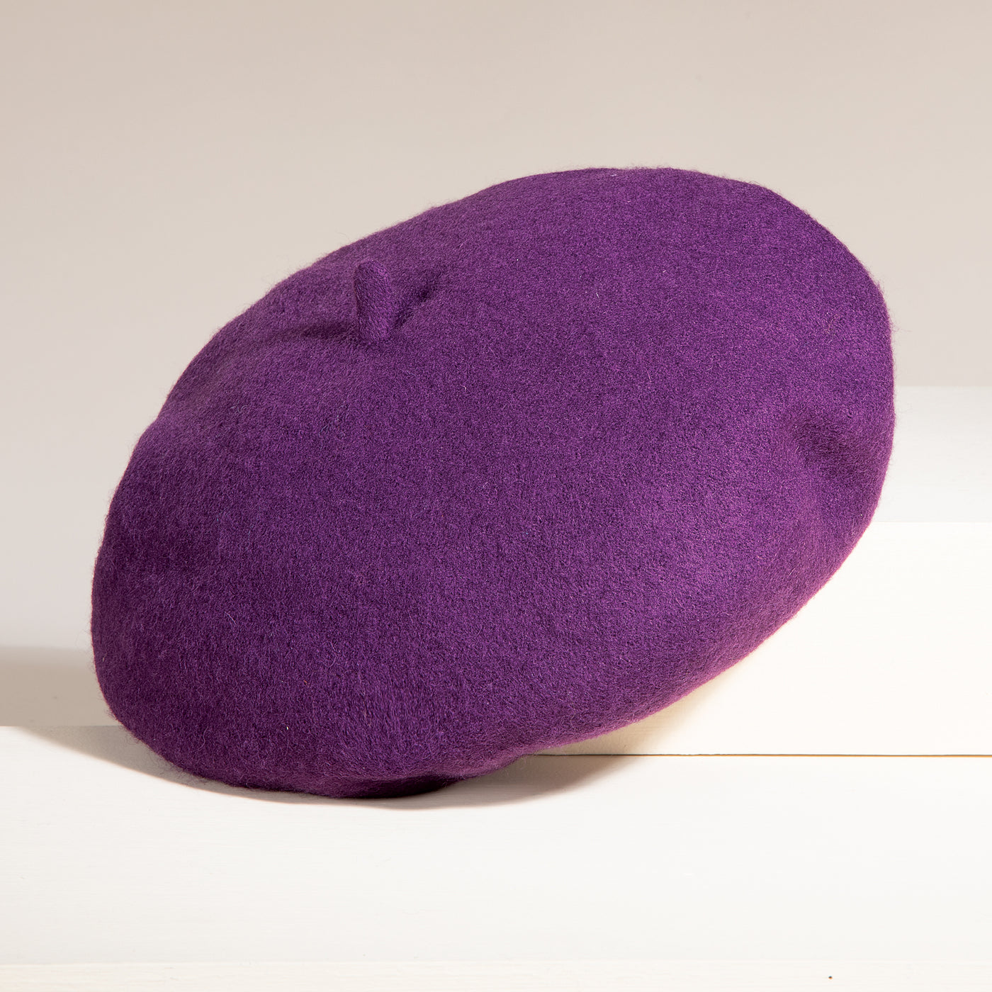 Dawn Plum Silk Rose Wool Beret