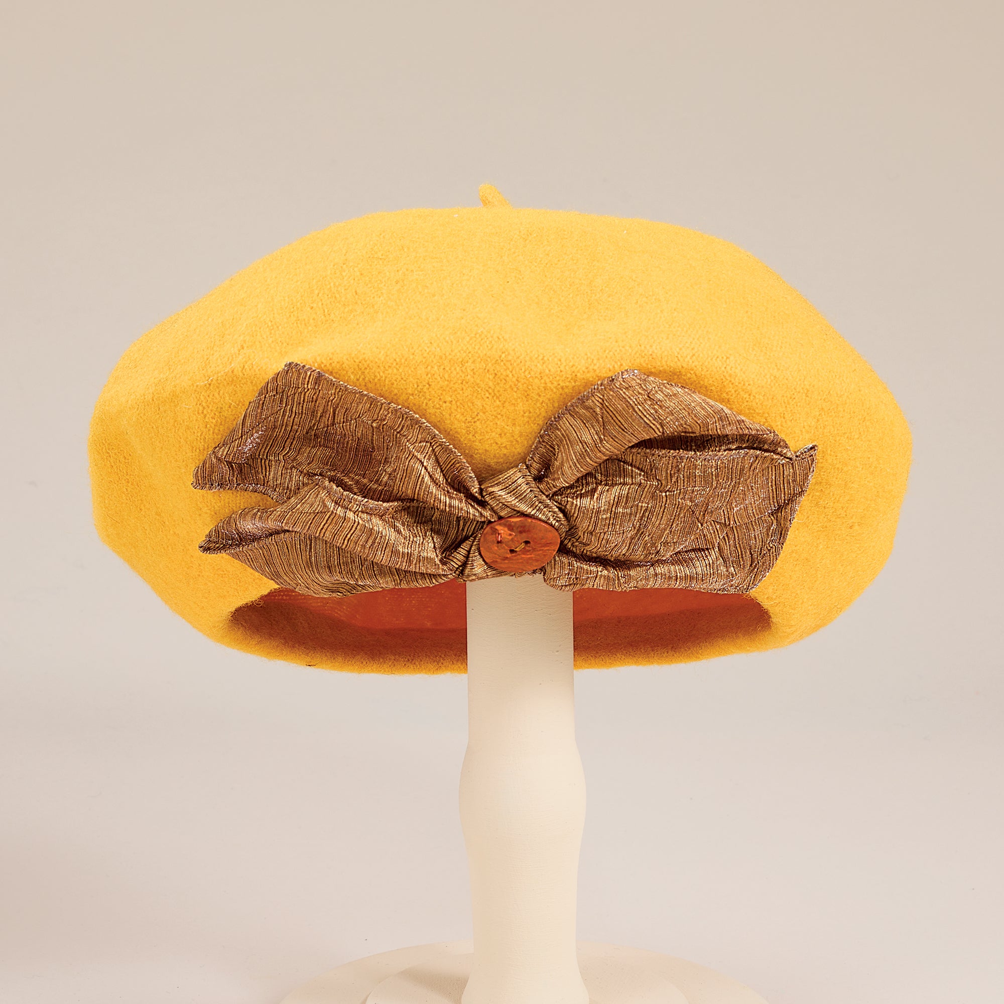 Chloe Yellow Bow Beret