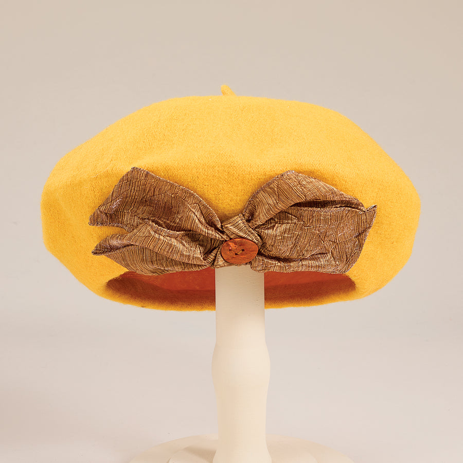 Chloe Yellow Bow Beret