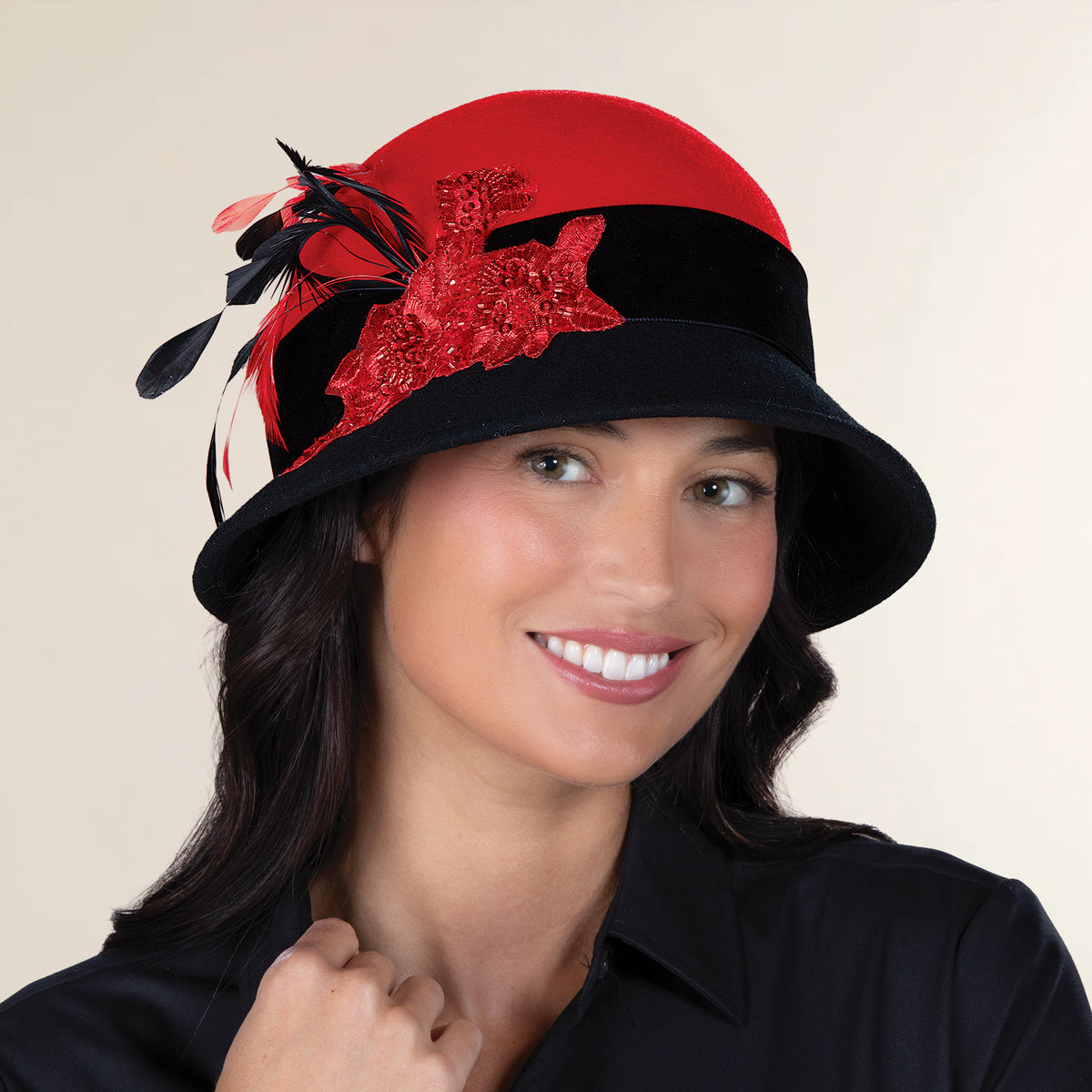 Cora Two-Toned Floral Beaded Cloche (Preorder)