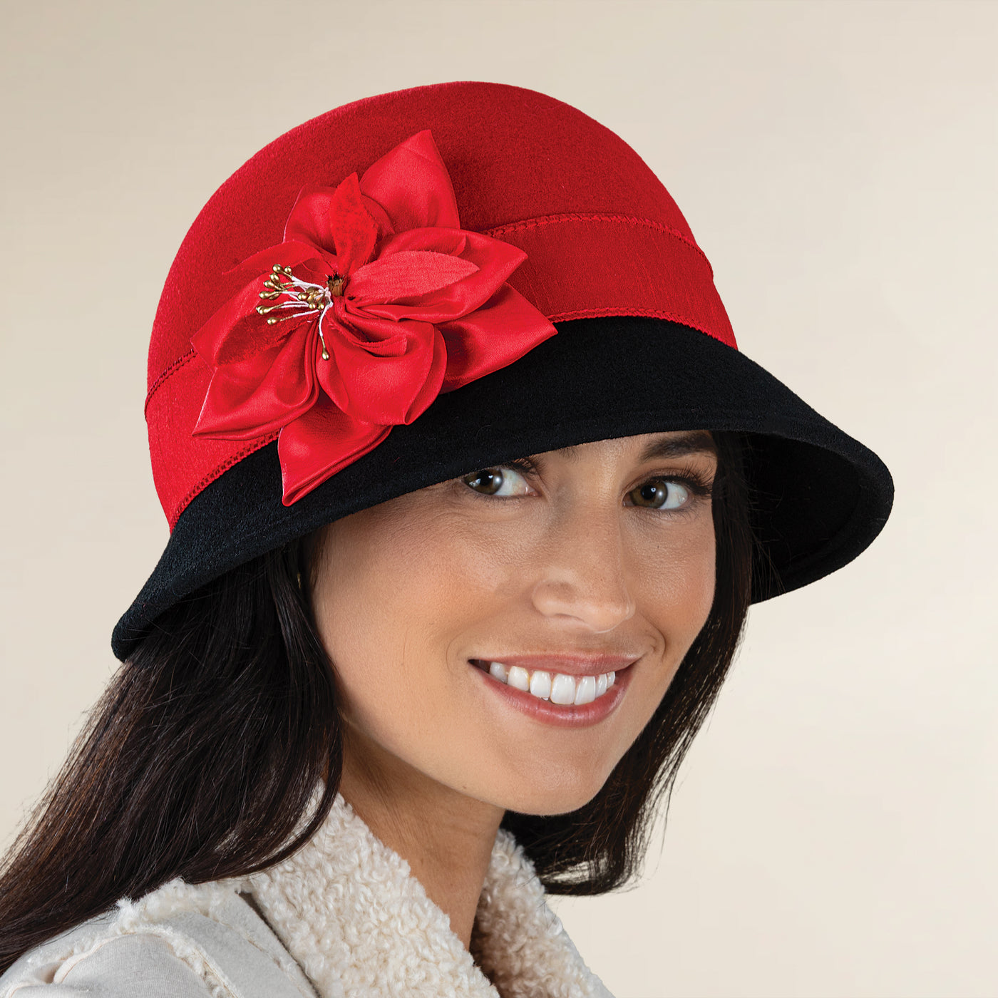 Bailey Two-Toned Poinsettia Cloche