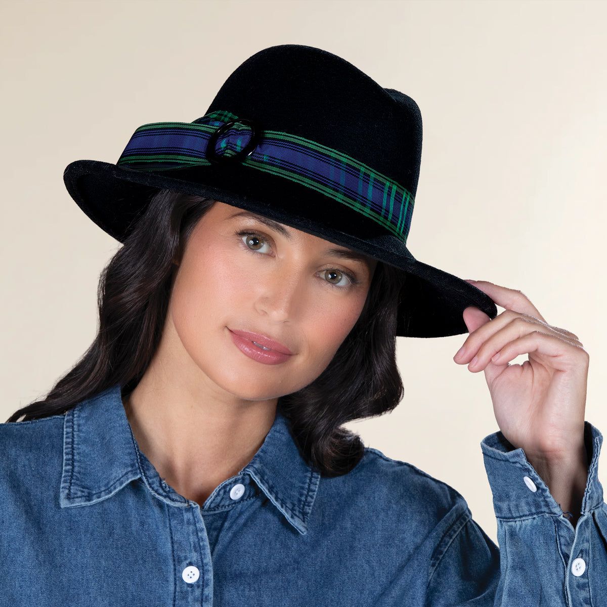 Darlene Black Wool Felt Fedora (Preorder)