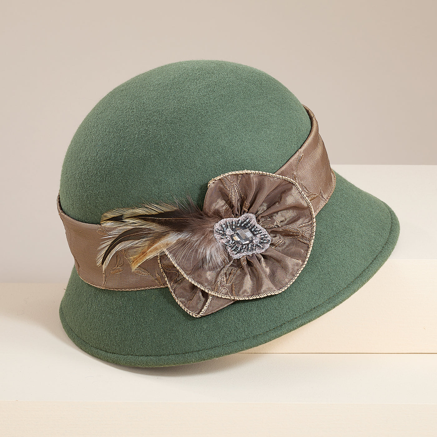 Leisl Olive Wool Crinkle Cloche