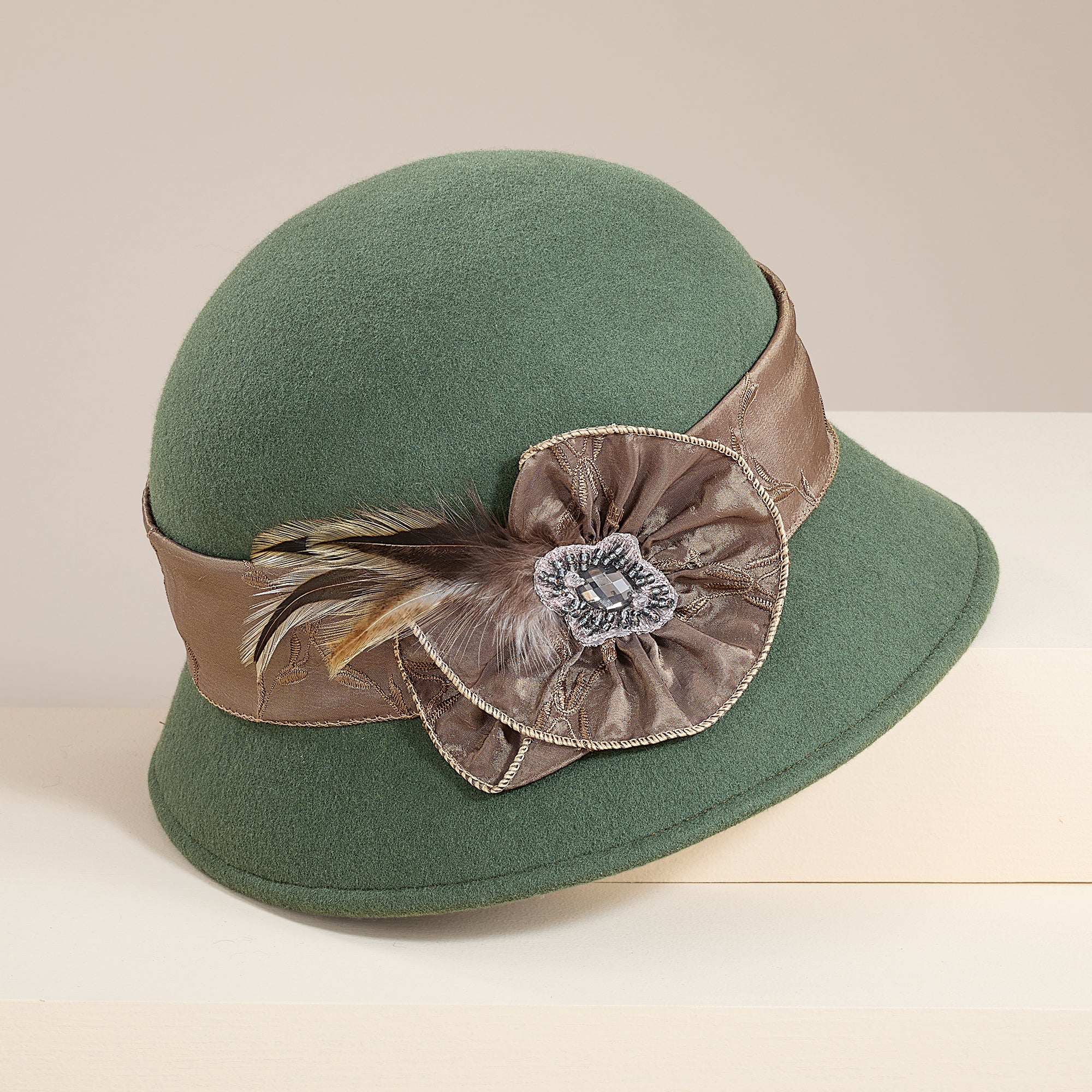 Leisl Olive Wool Crinkle Cloche