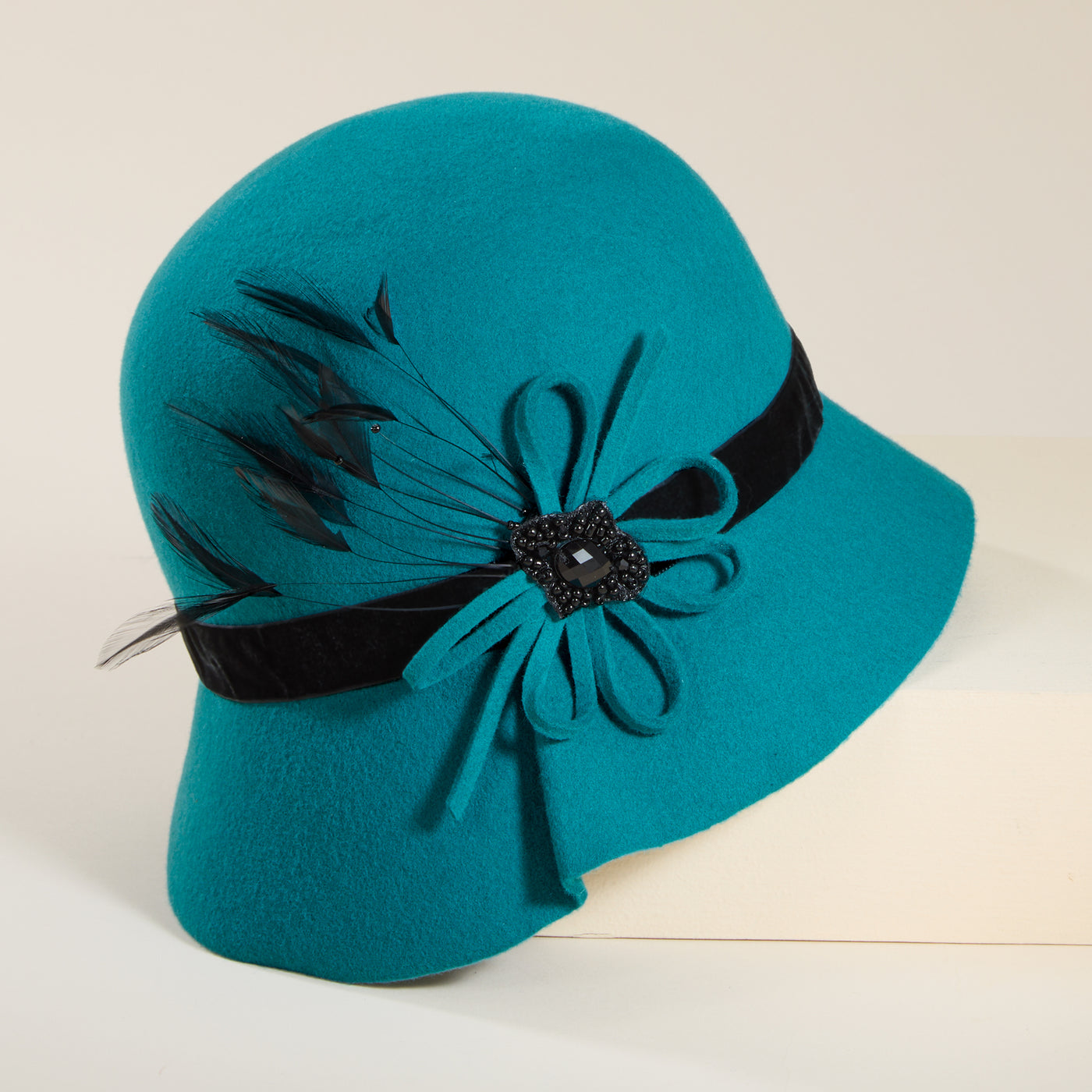 Matilda Teal Wool Cloche