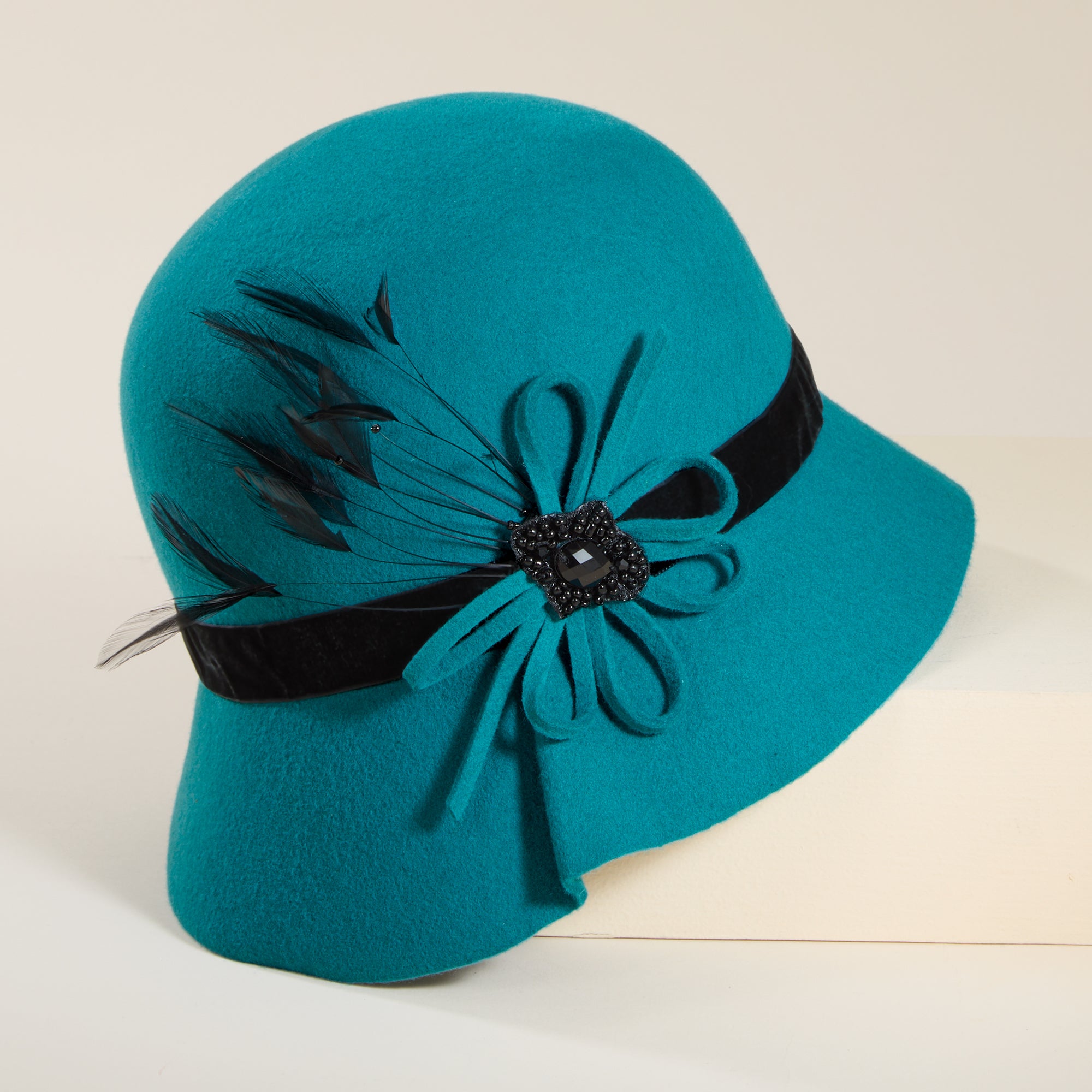 Matilda Teal Wool Cloche
