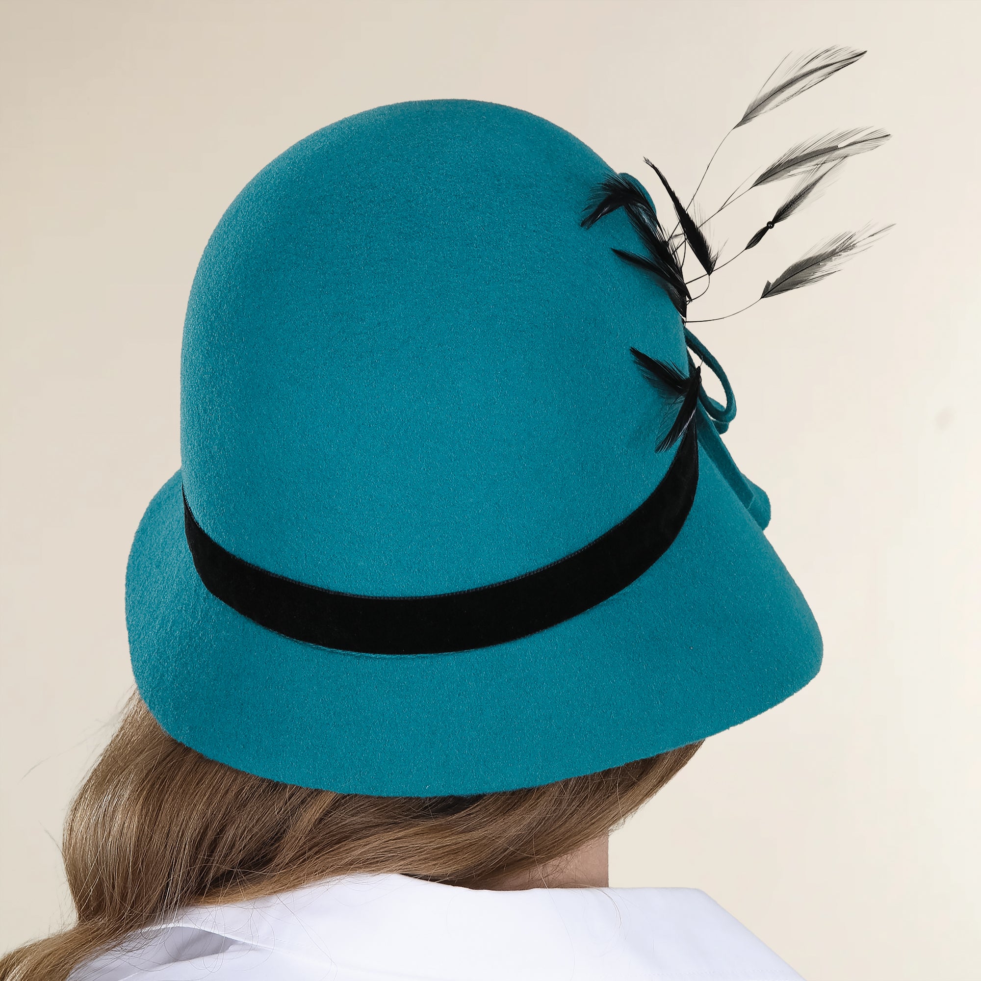 Matilda Teal Wool Cloche