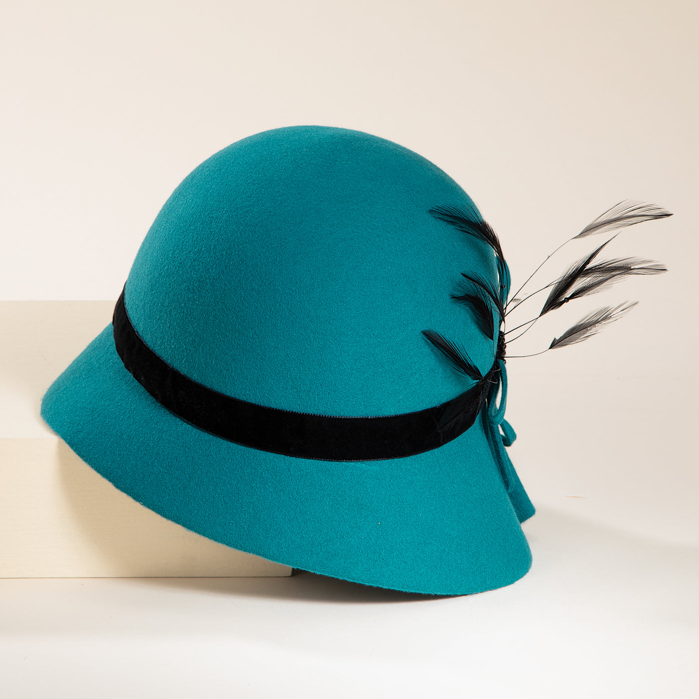 Matilda Teal Wool Cloche