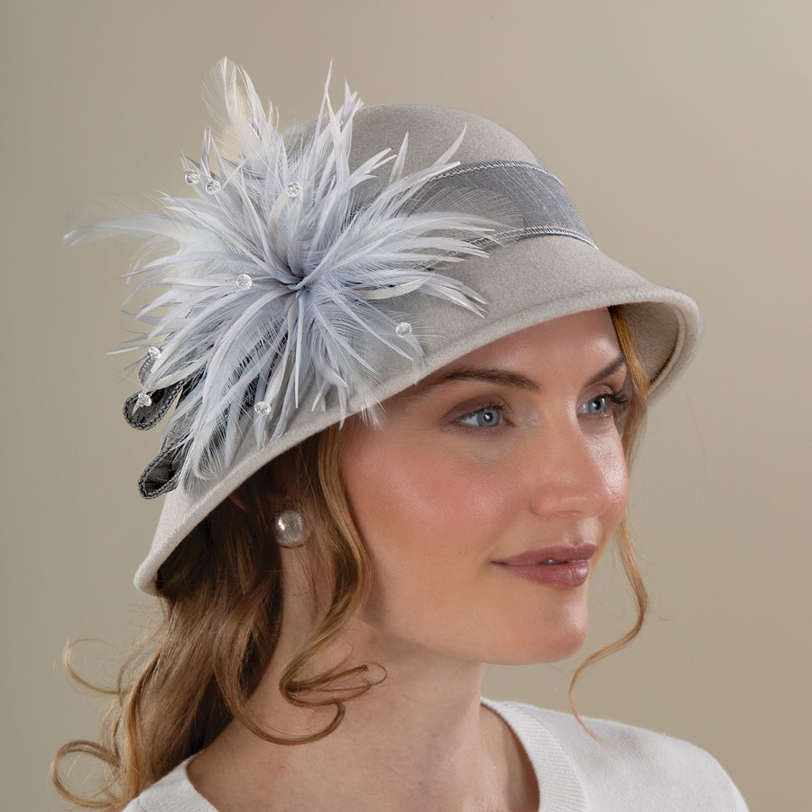 Gilda Silver Fancy Feathered Cloche