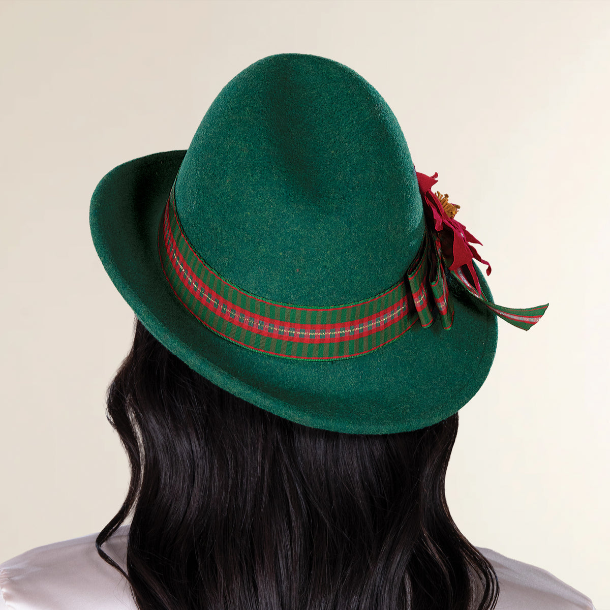 Eve Festive Poinsettia & Plaid Fedora (Preorder)