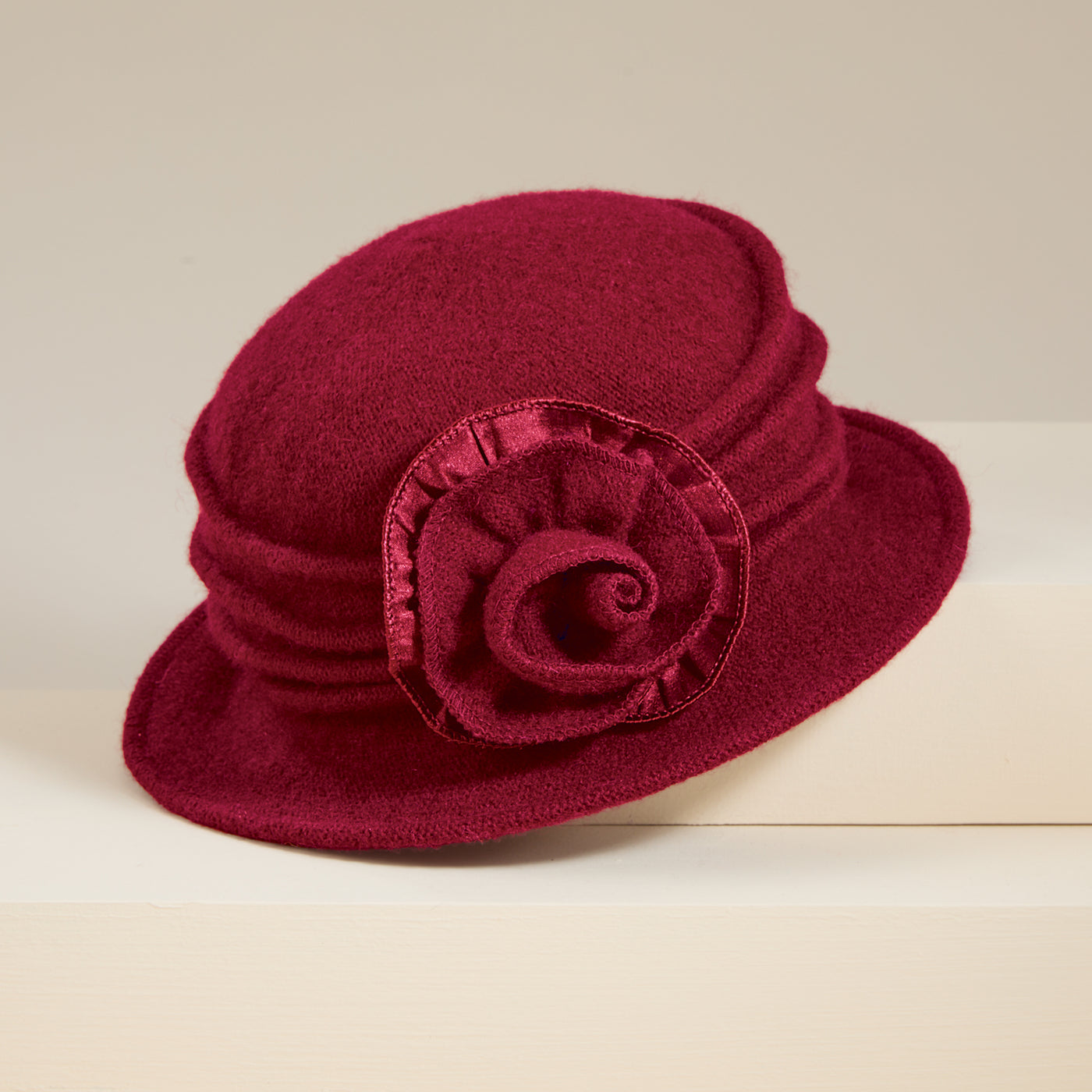 Maya Burgundy Wool Rosette Cloche