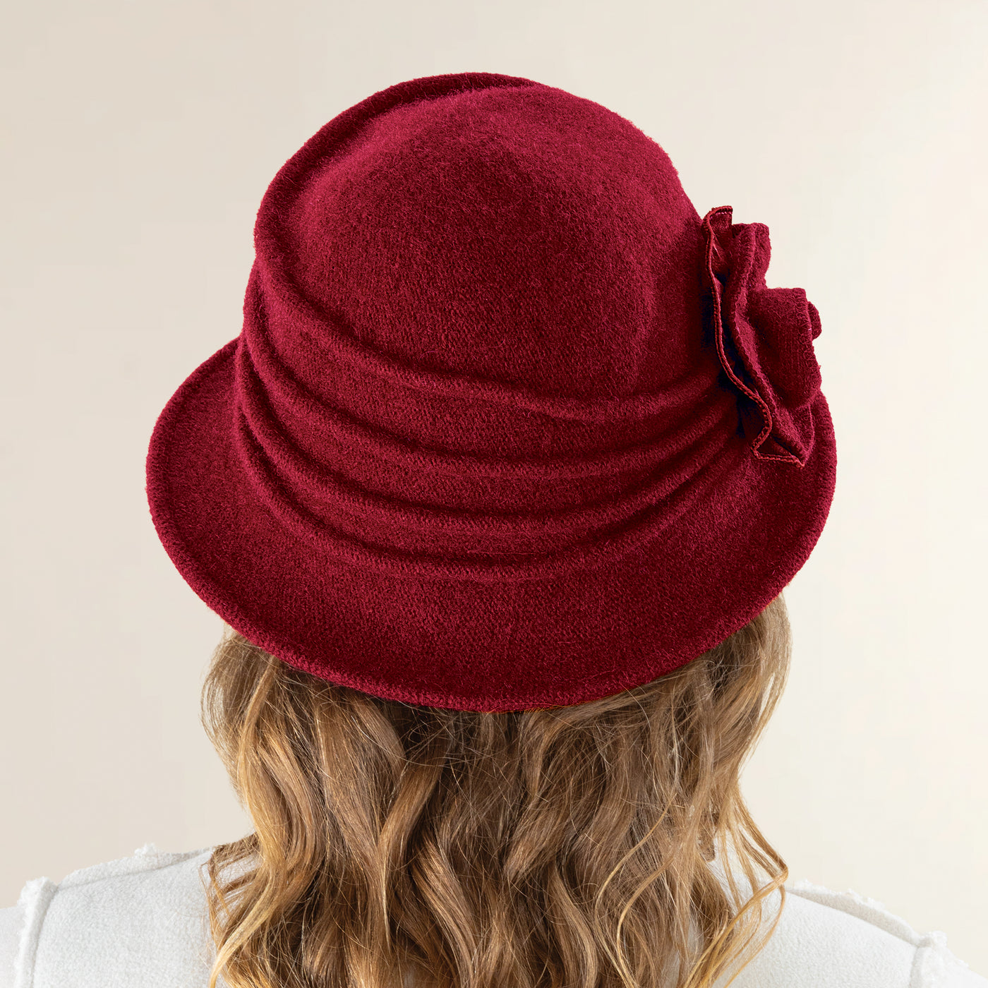 Maya Burgundy Wool Rosette Cloche