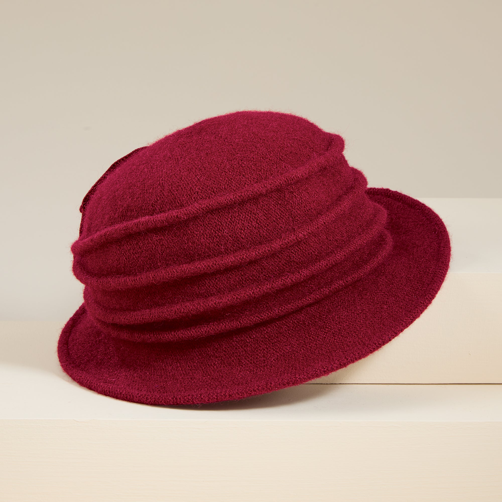 Maya Burgundy Wool Rosette Cloche