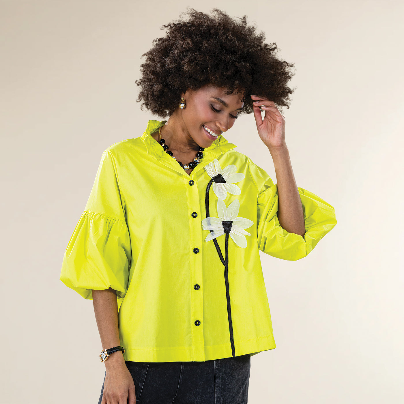 Climbing Flowers Button-Up Blouse