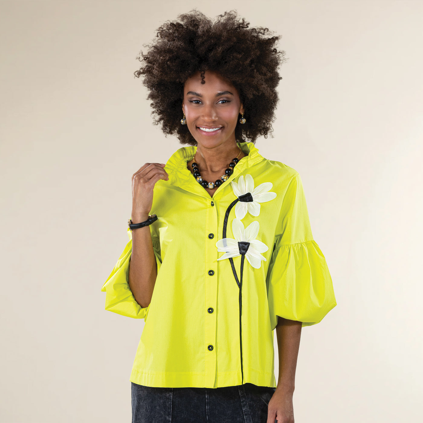 Climbing Flowers Button-Up Blouse