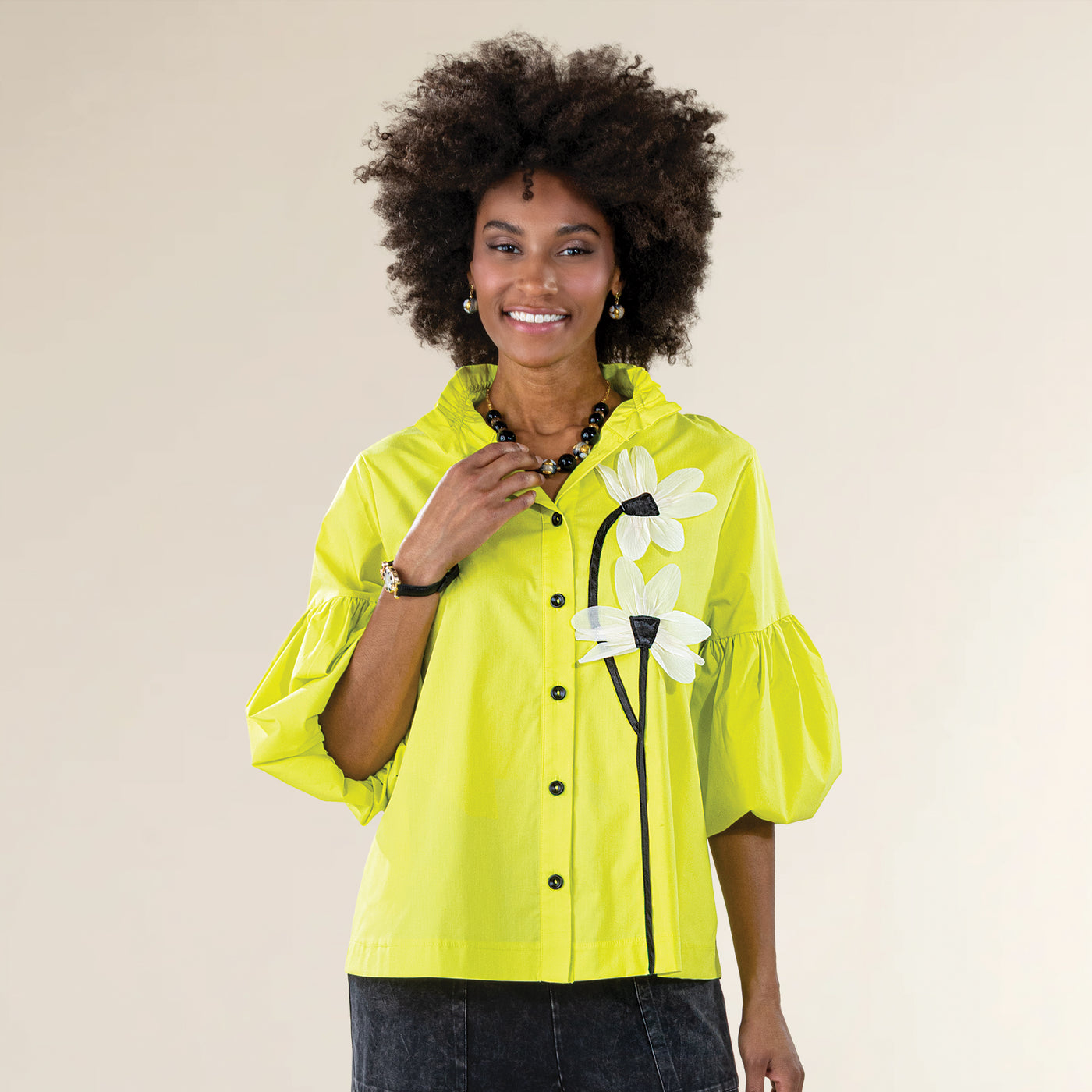 Climbing Flowers Button-Up Blouse