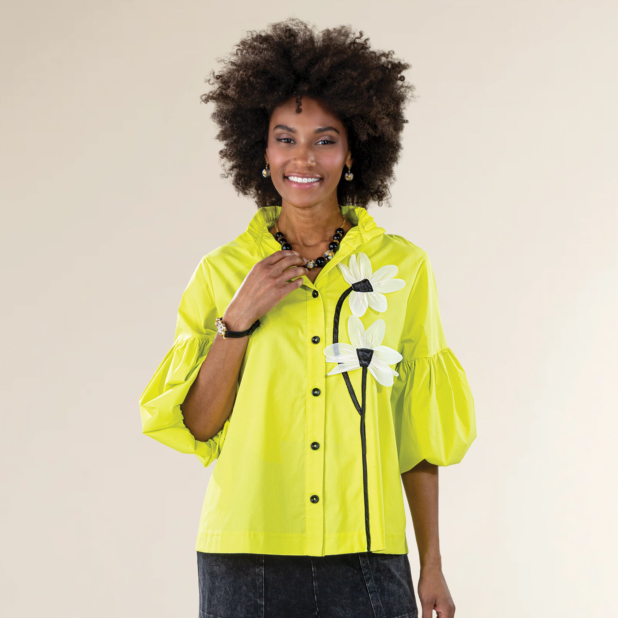 Climbing Flowers Button-Up Blouse