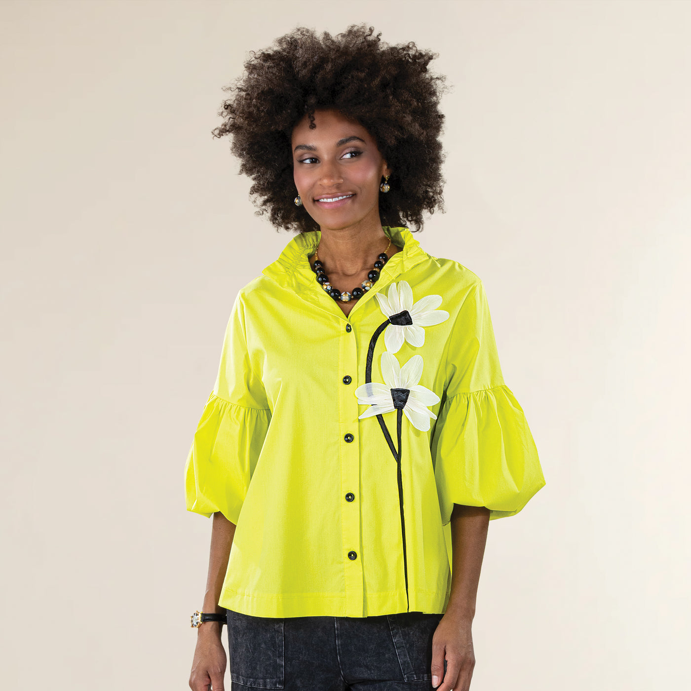 Climbing Flowers Button-Up Blouse