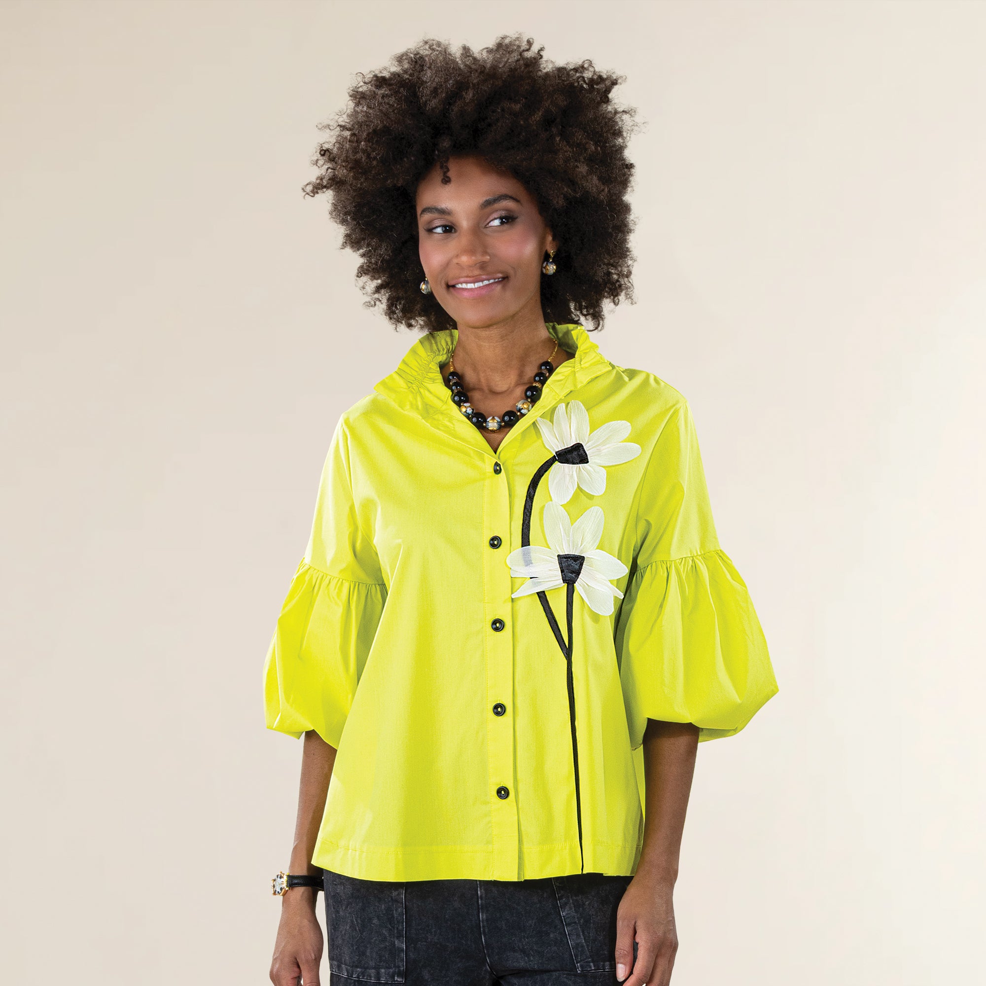 Climbing Flowers Button-Up Blouse