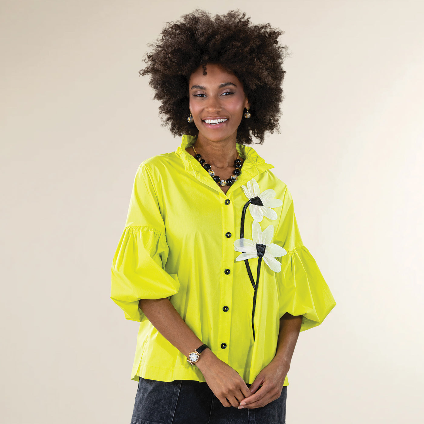 Climbing Flowers Button-Up Blouse