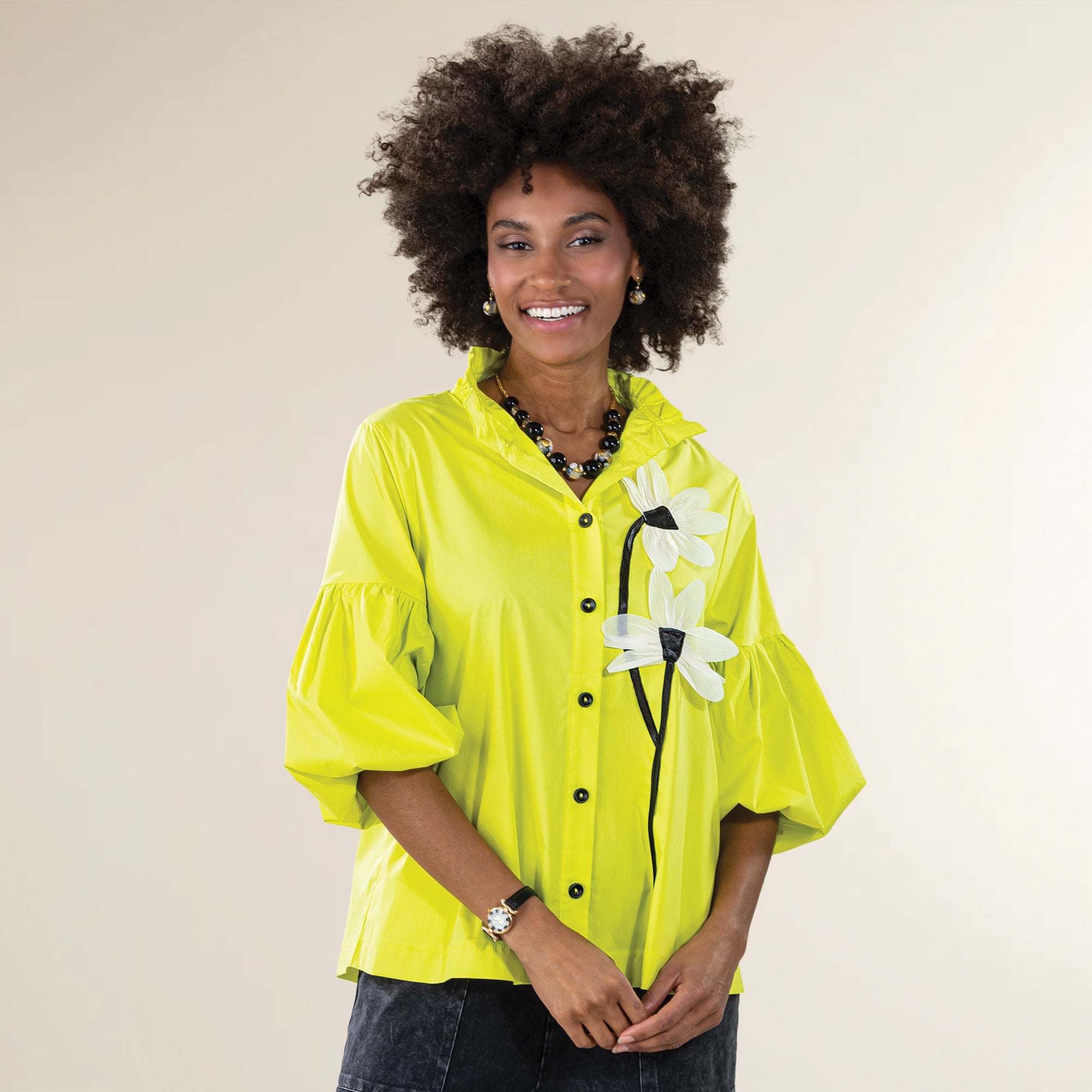 Climbing Flowers Button-Up Blouse