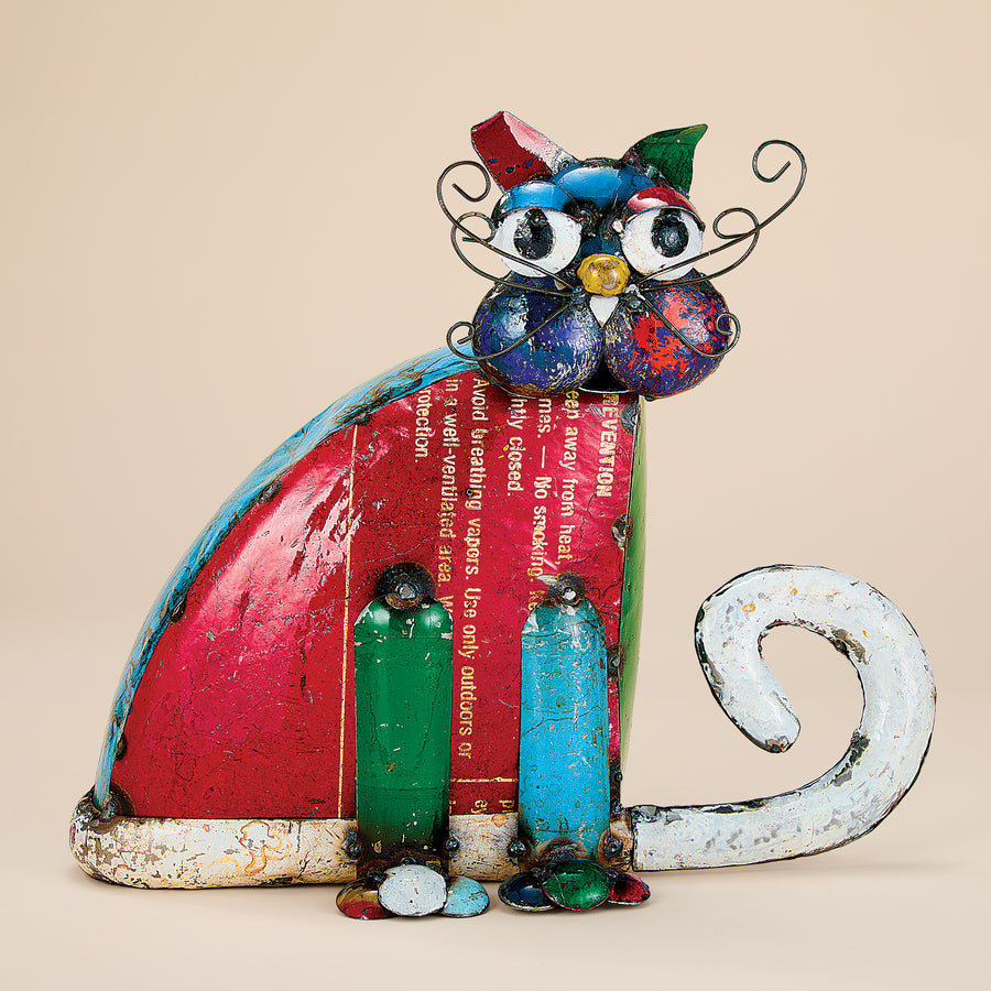 Colorful Critters Sitting Cat Garden Sculpture (Preorder)