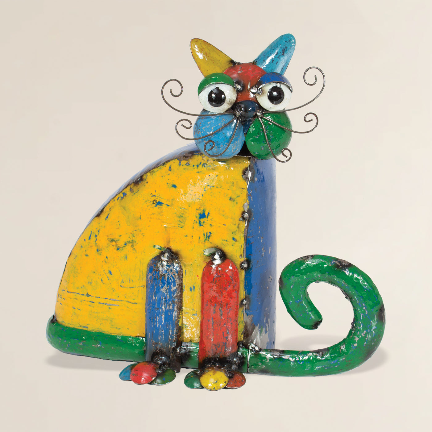 Colorful Critters Sitting Cat Garden Sculpture (Preorder)