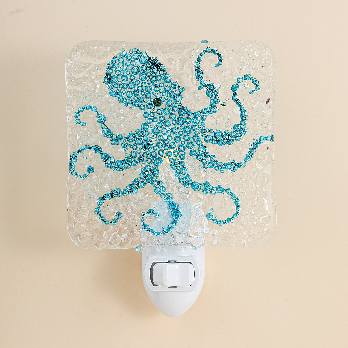 Bubble Octopus Fused Glass Coastal Nightlight