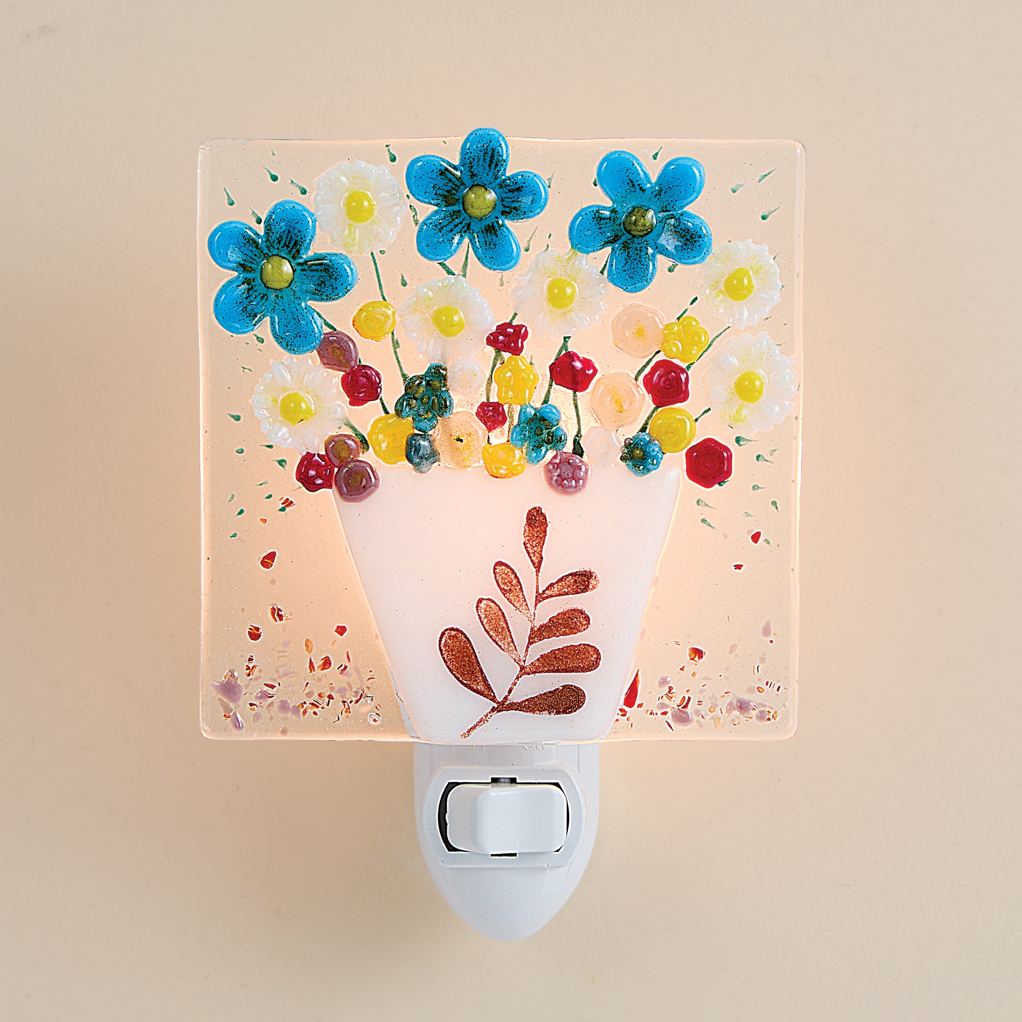 Fused Glass Forget Me Not Nightlight