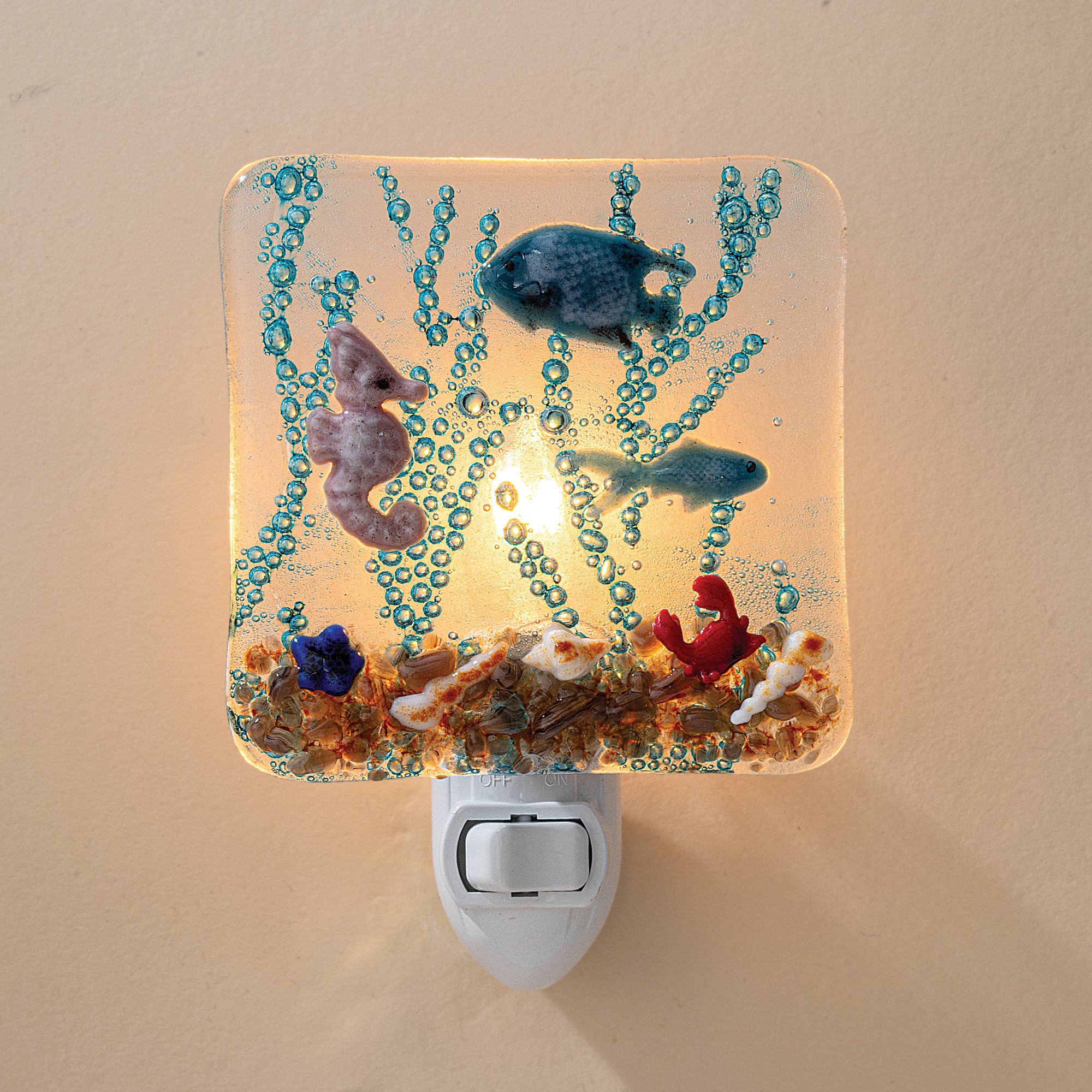 Fused Glass Sealife Scene Coastal Nightlight